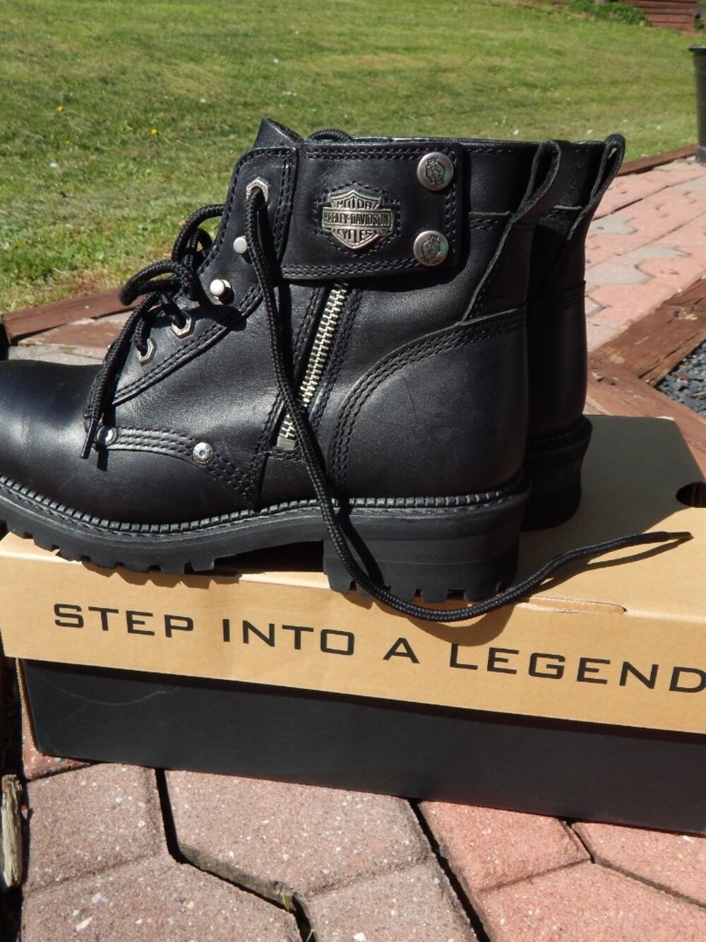 Harley Davidson 84207 Side Zipper Snap Logger Leather Boots Size 8.5 Worn TWICE - Picture 5 of 9